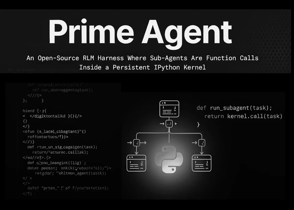 عامل هوش مصنوعی متنباز Prime Agent: زیرعاملها بهعنوان فراخوانی تابع در هسته IPython پایدار