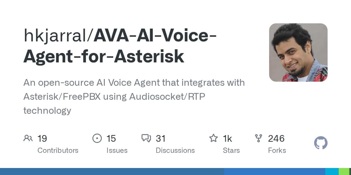 عامل صوتی هوش مصنوعی متنباز برای یکپارچهسازی با سیستم تلفنی Asterisk/FreePBX از طریق فناوری Audiosocket/RTP