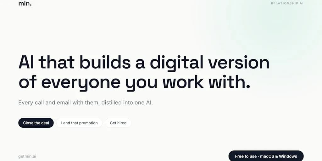 حداقل: هوش مصنوعی که نسخه دیجیتال همکارانت میسازد | Product Hunt