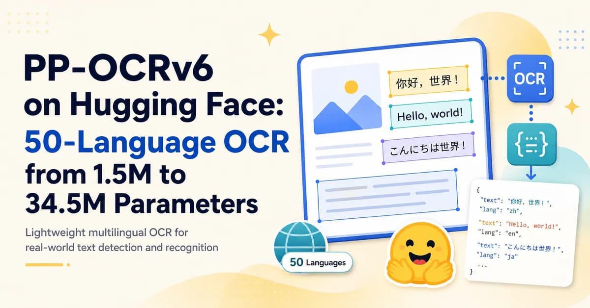PP-OCRv6 در Hugging Face: OCR ۵۰ زبان با پارامتر از ۱.۵ تا ۳۴.۵ میلیون