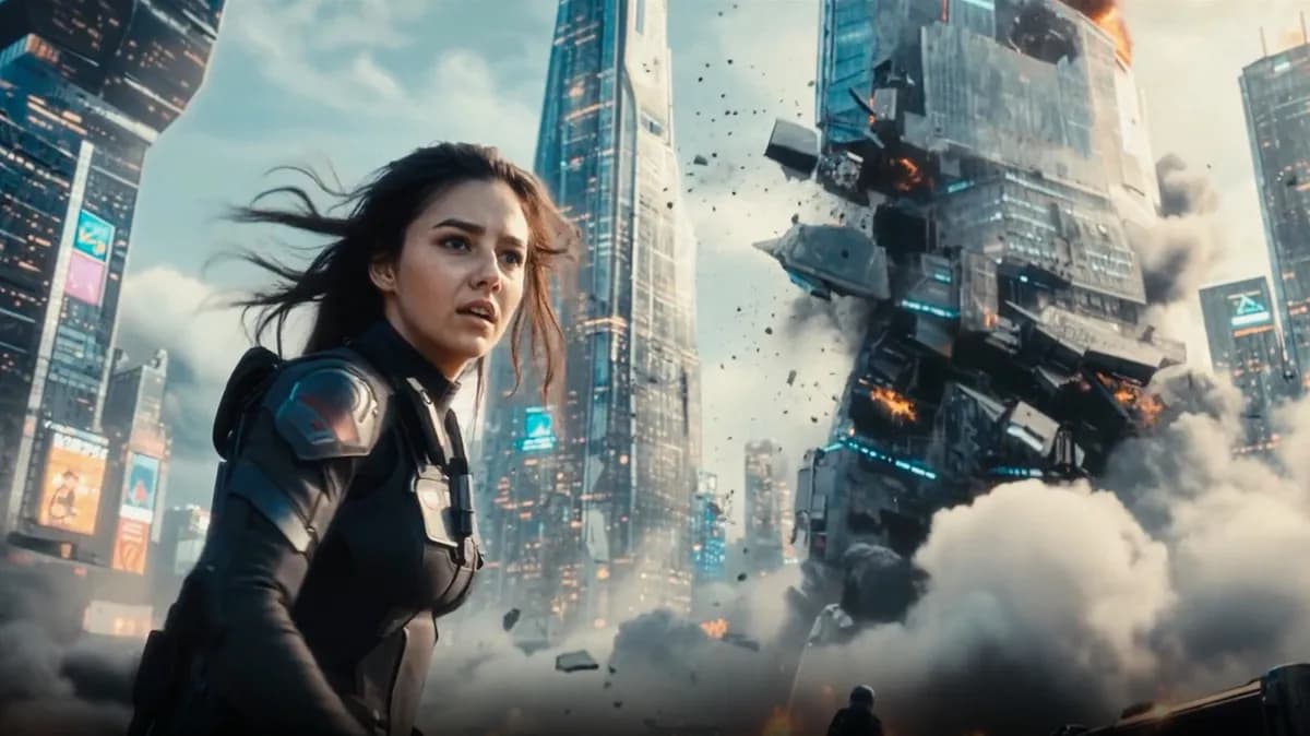 تصویر: تیلی نوروود، شخصیت هوش مصنوعی فیلم سینمایی، در صحنهای از پروژه سینمایی طولانیاش