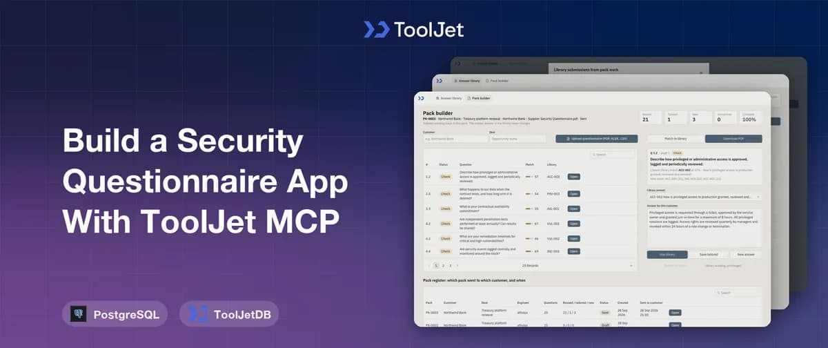 ساخت اپلیکیشن پرسشنامه امنیتی با ToolJet MCP