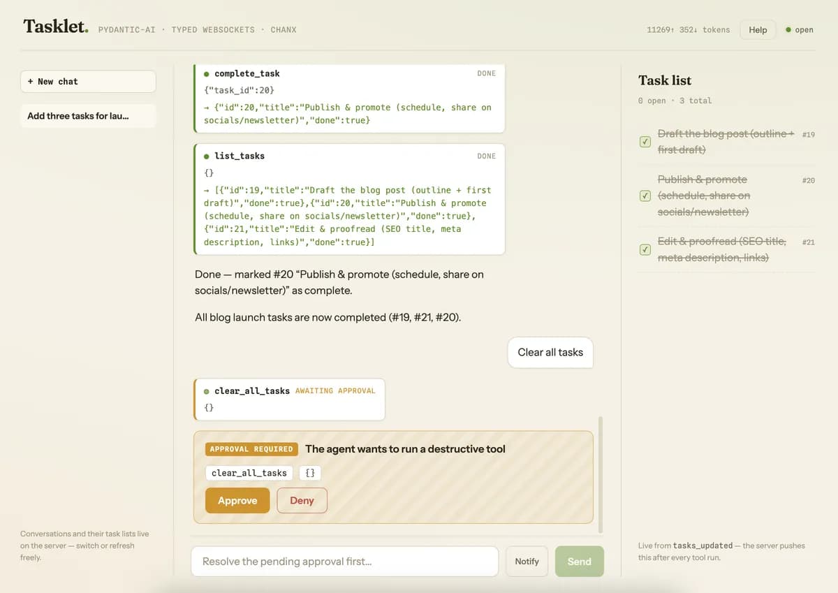 عوامل پخش زنده با Pydantic AI روی WebSocketهای تایپشده