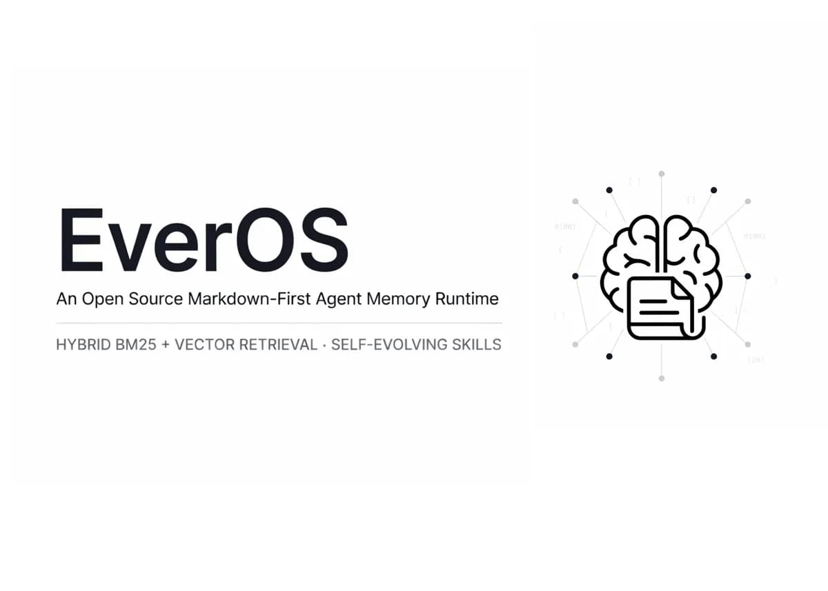 معرفی EverOS: زمان اجرای متنباز حافظه عامل مبتنی بر Markdown با بازیابی ترکیبی BM25 + برداری و مهارتهای خود تکاملی