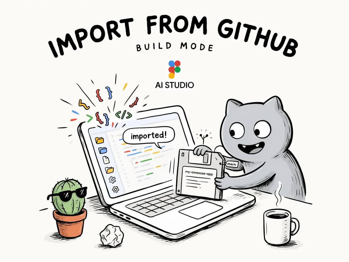افزودن «واردات از گیتهاب» به حالت ساخت در Google AI Studio برای تبدیل مخزن به اپ قابل ویرایش و دیپلوی