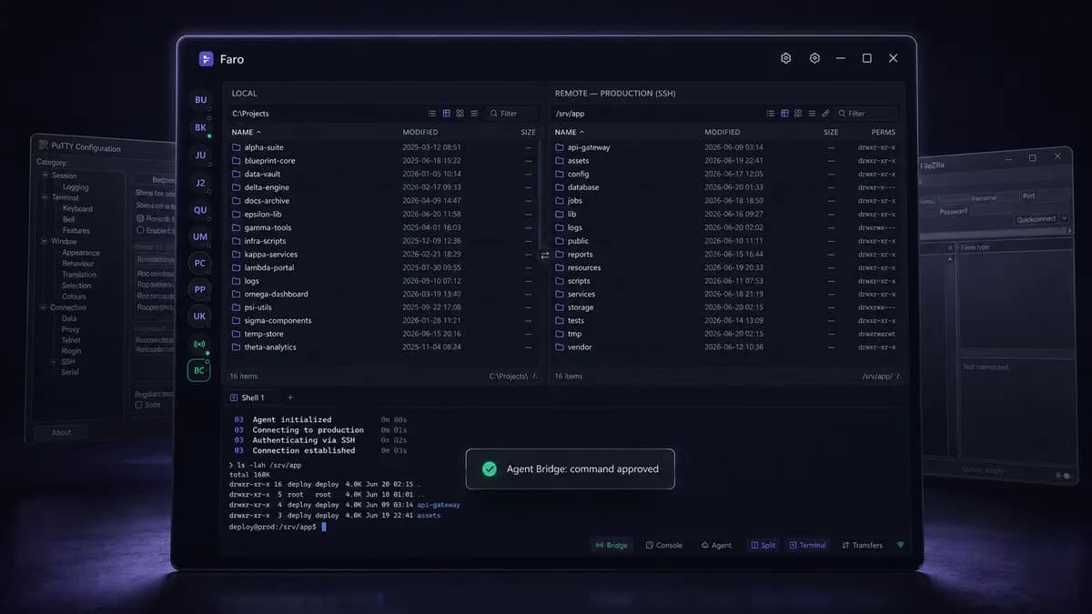 جایگزینی FileZilla و PuTTY با یک اپلیکیشن متنباز و افزودن پل هوش مصنوعی