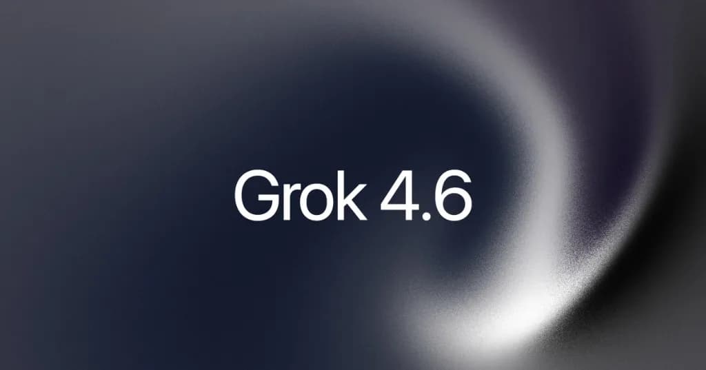 لوگوی Grok 4.6 با طراحی مدرن و رنگهای آبی-بنفش، نماد نسل جدید هوش مصنوعی xAI.