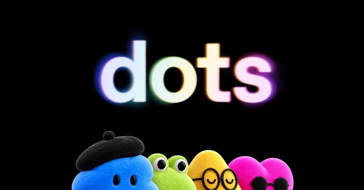 لوگوی اپلیکیشن Dots شرکت OpenAI روی پسزمینهای گرادیانتی به رنگهای بنفش و آبی