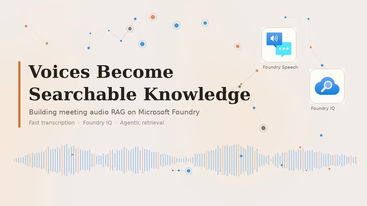 معماری سیستم RAG صوتی جلسات با استفاده از Fast Transcription و Foundry IQ در Microsoft Foundry