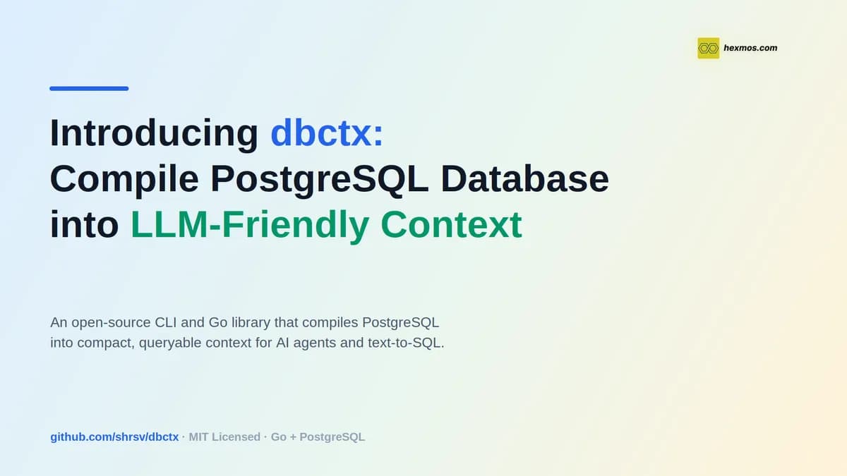 لوگوی dbctx: تبدیل پایگاه داده PostgreSQL به متن بهینه برای مدلهای زبانی بزرگ