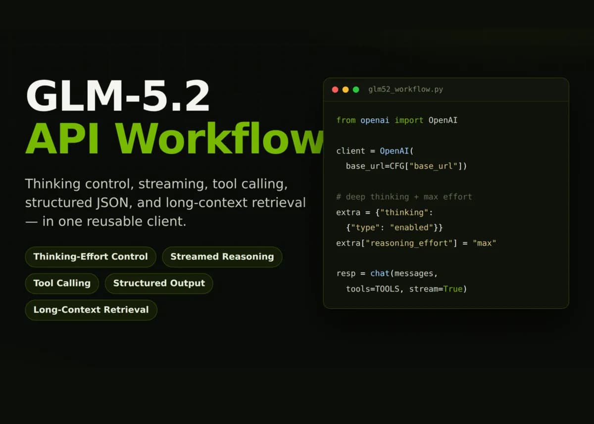 راهنمای عملی API سازگار با OpenAI در GLM-5.2: تلاش استدلالی، فراخوانی تابع و بازیابی متن طولانی