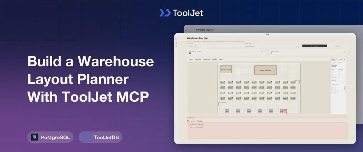 طراحی چیدمان انبار با ToolJet MCP