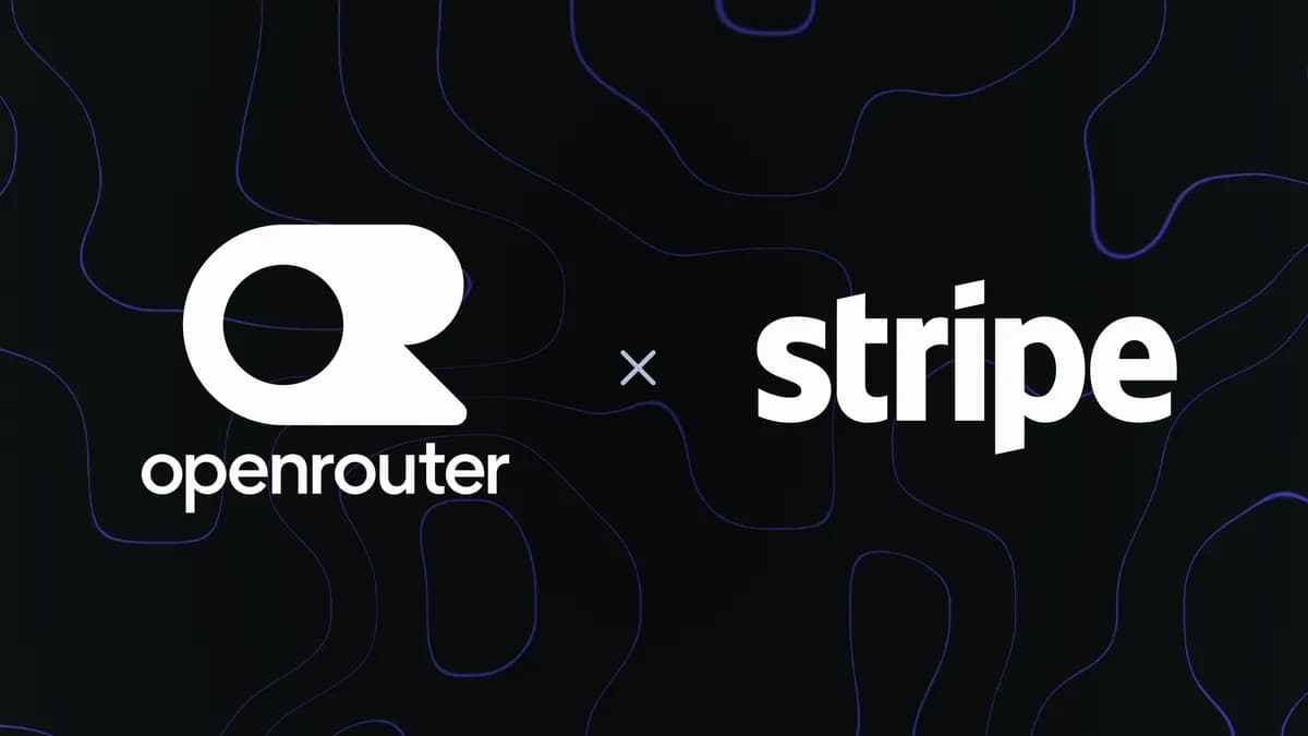 لوگوی OpenRouter و Stripe در کنار هم، نماد همکاری دو شرکت در حوزه پرداخت و هوش مصنوعی.