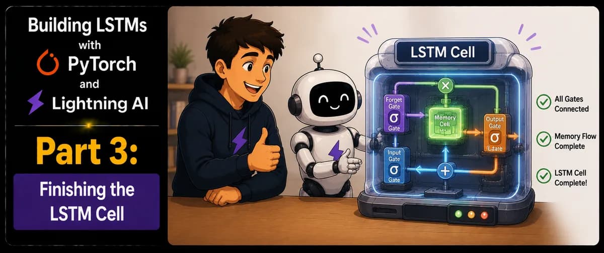 ساخت LSTM با PyTorch و Lightning AI بخش ۳: تکمیل سلول LSTM