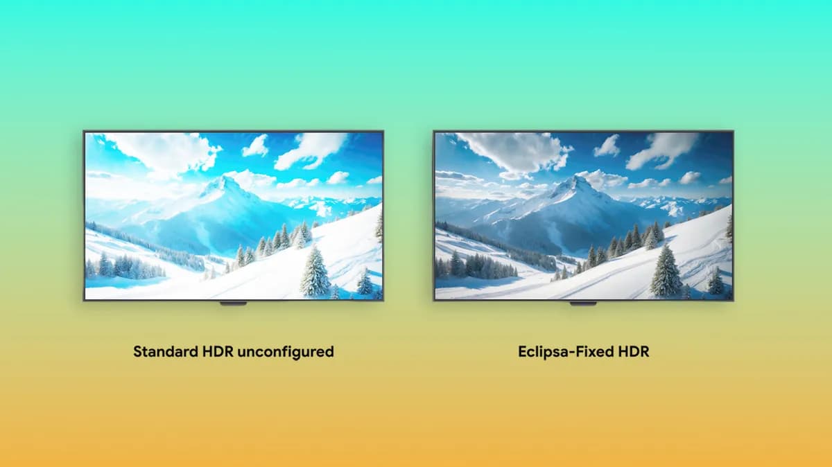 لوگوی Eclipsa Video در کنار نمادهای Dolby Vision و HDR10 با پسزمینه تاریک و نورهای درخشان