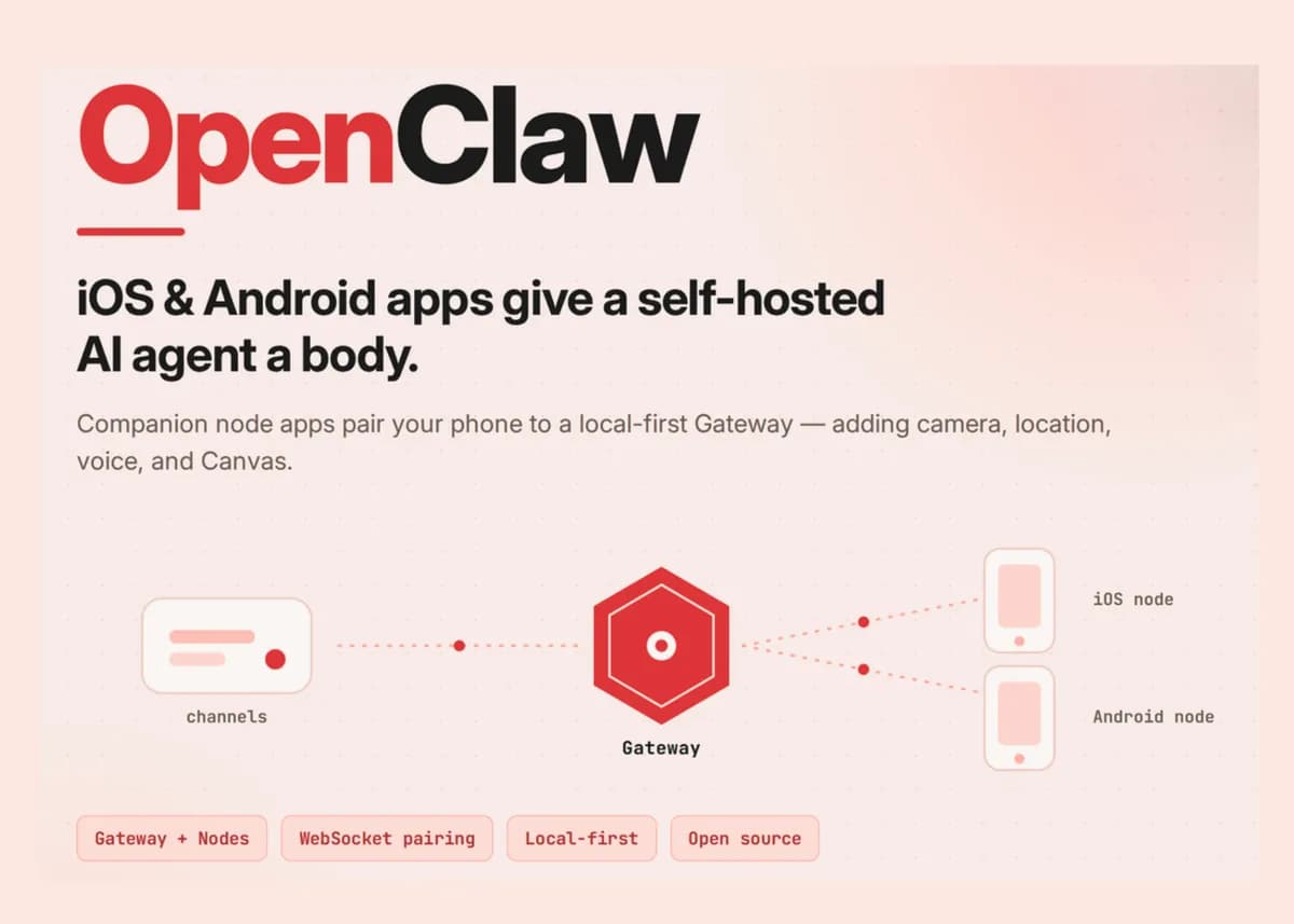 برنامههای همراه OpenClaw برای iOS و Android که گوشی را به دروازه عامل هوش مصنوعی متصل میکنند