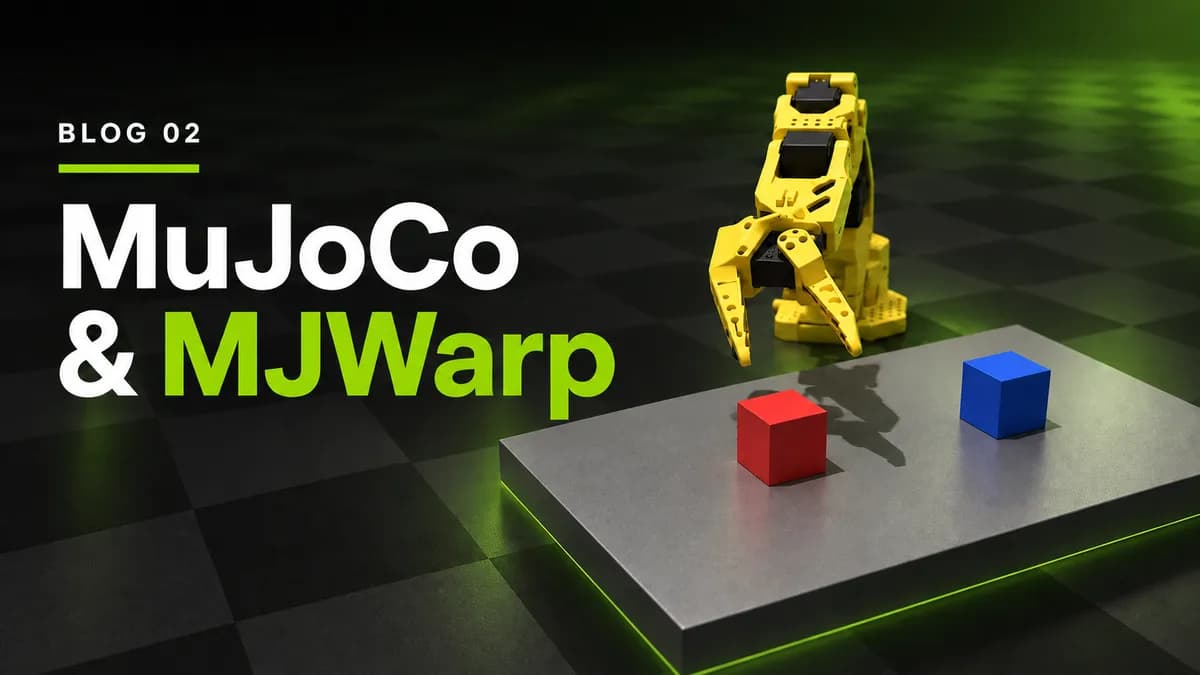 شکل ۱: شبیهسازی رباتیک با NVIDIA Warp و MjWarp برای تسریع یادگیری و آموزش هوش مصنوعی