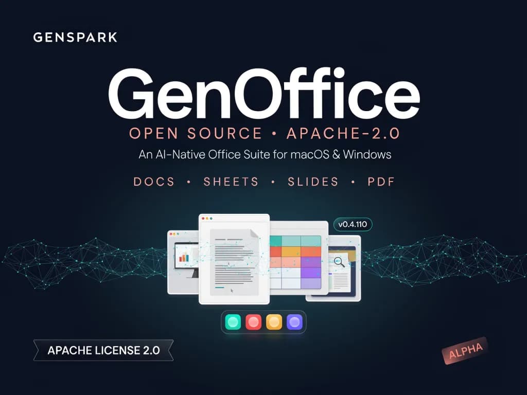 GenOffice: مجموعه اداری رایگان و بدون تبلیغات با هوش مصنوعی برای macOS و Windows شامل سند، صفحهگسترده، ارائه و PDF
