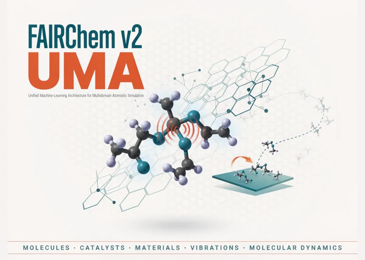 نرمافزار FAIRChem v2 UMA برای شبیهسازی اتمی چندحوزهای: مولکولها، کاتالیزورها، مواد، ارتعاشات و دینامیک مولکولی