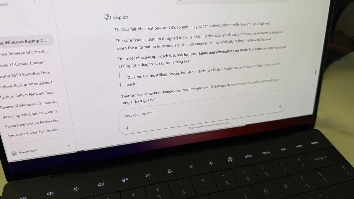 درخواست از Copilot برای عیبیابی دقیق کامپیوتر بدون اعتماد بیش از حد هوش مصنوعی
