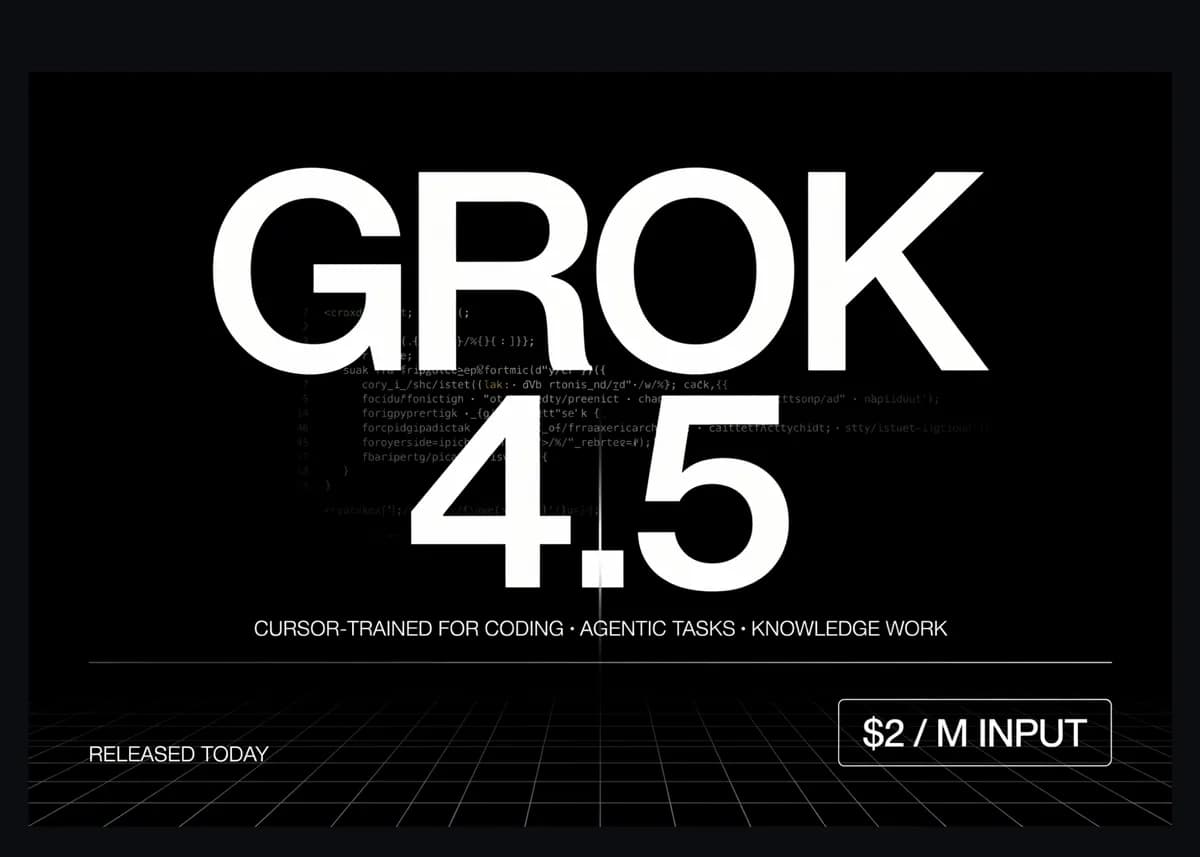انتشار Grok 4.5 توسط SpaceXAI: مدل آموزشدیده با Cursor برای کدنویسی، وظایف عاملی و کار دانشی با قیمت ۲ دلار به ازای میلیون ت