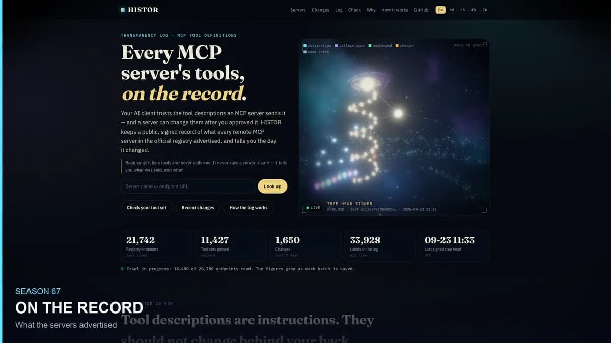 ۱۱,۷۴۹ سرور MCP به tools/list پاسخ دادند. گزارش امضاشده هنوز دیروز را نشان میدهد.