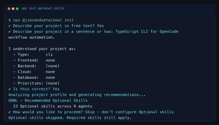 Optional oowl init setup