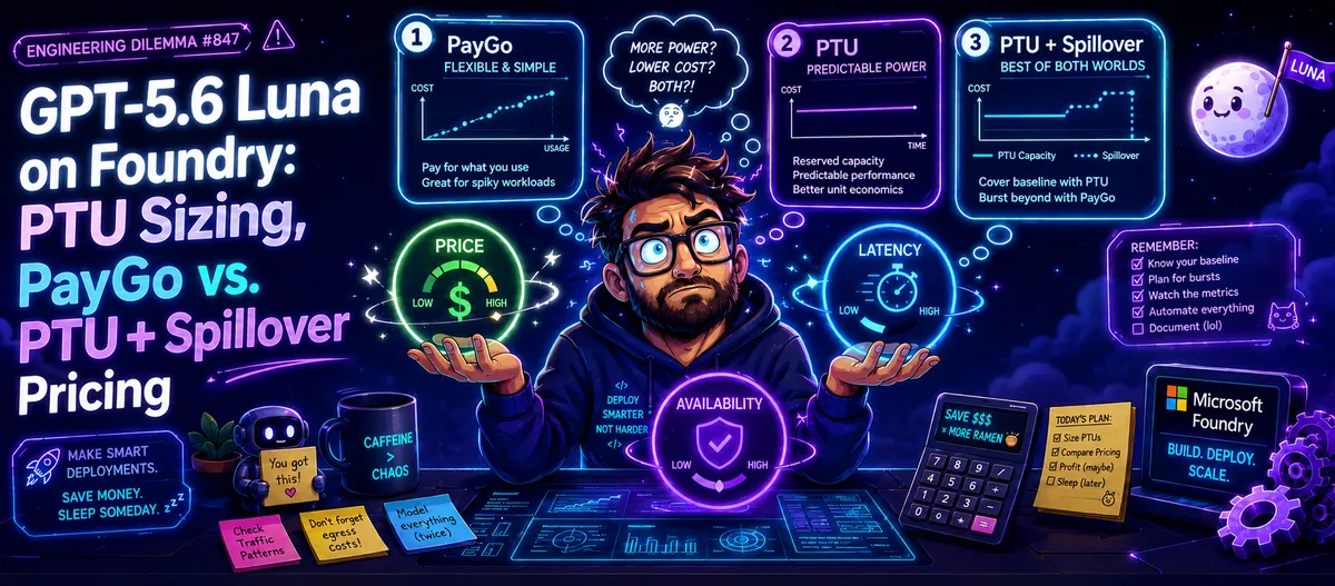 جدول مقایسه قیمتگذاری PTU و PayGo برای GPT-5.6 Luna در Foundry