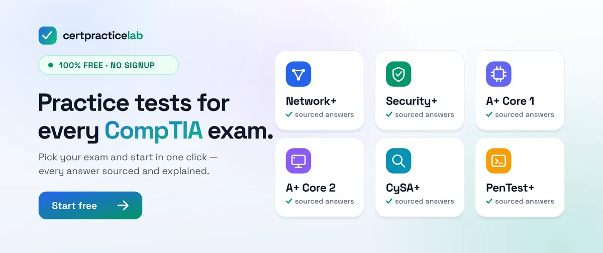موتور آزمون تمرینی CompTIA با سوالات دارای منبع معتبر برای دانشجویان