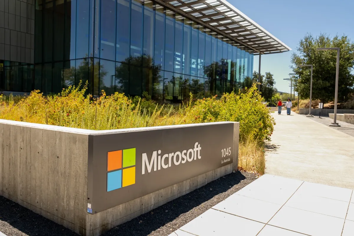 Signage at the Microsoft campus in Mountain View, California.