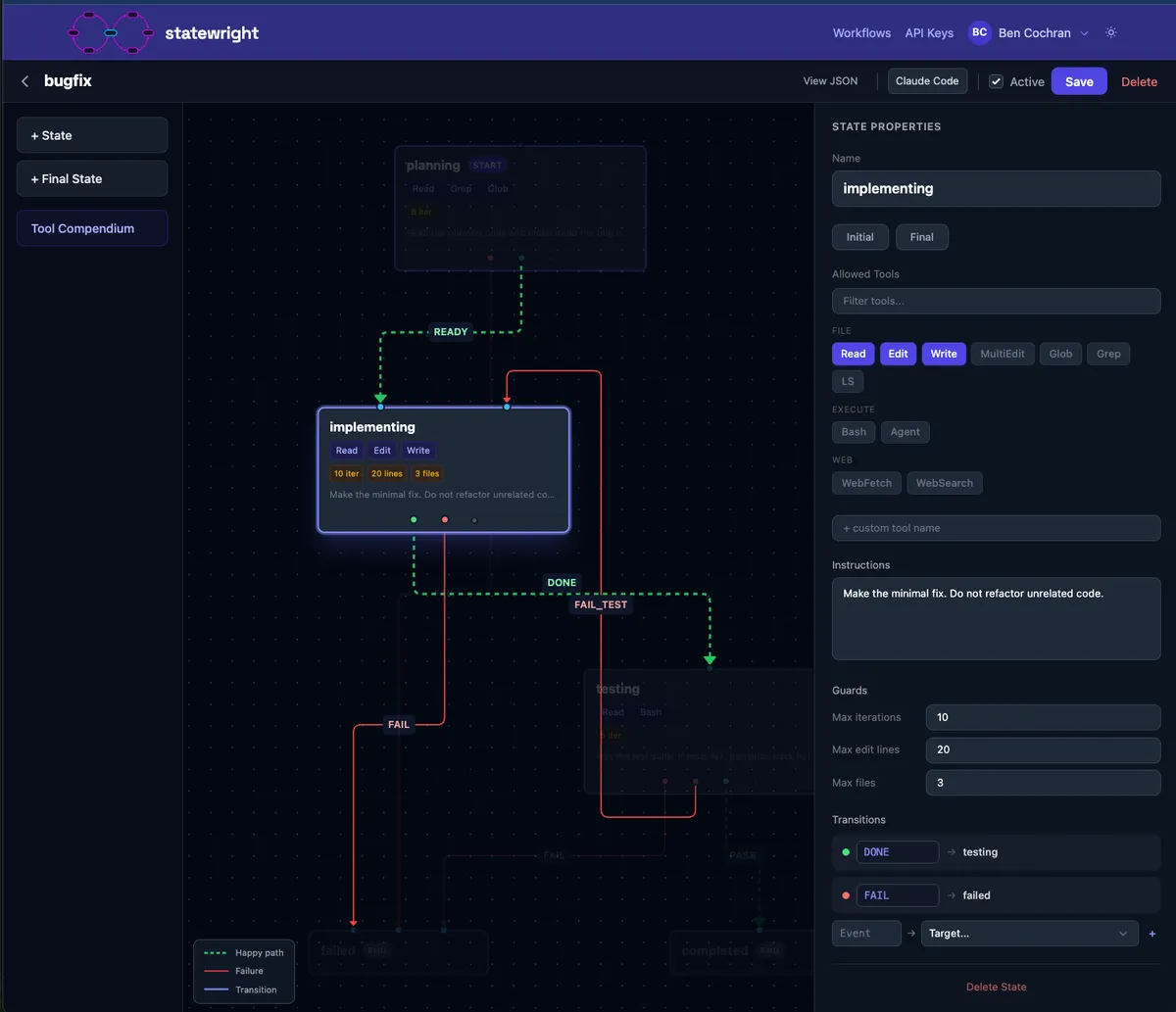 Statewright workflow editor