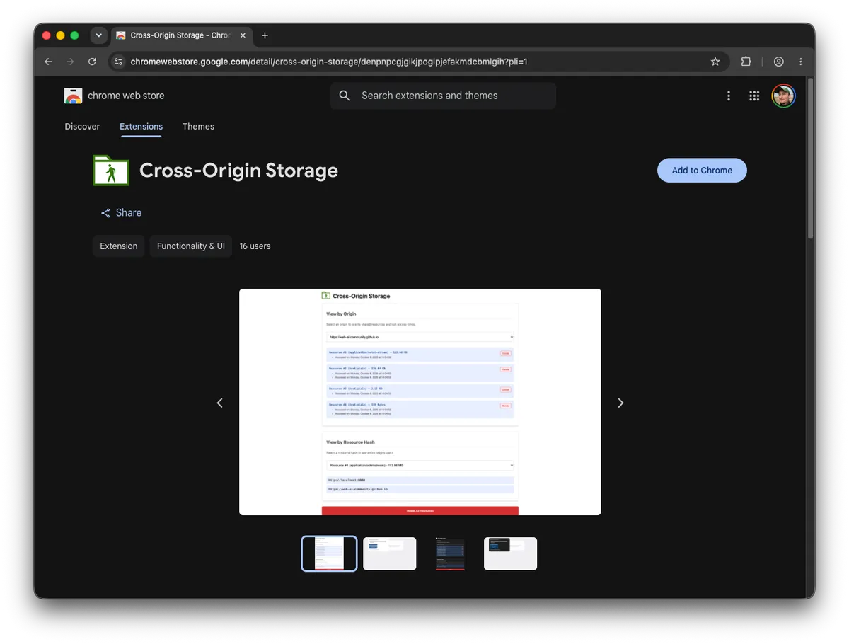 آزمایش API ذخیرهسازی Cross-Origin پیشنهادی در Transformers.js