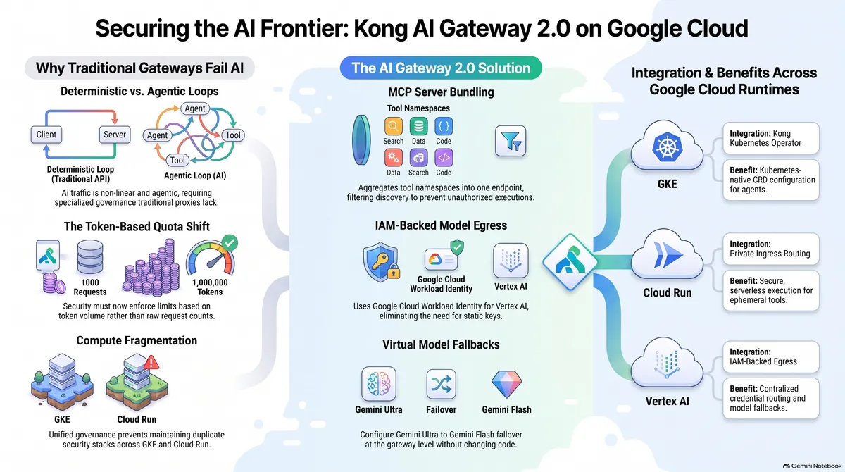 درگاه Kong AI ۲.۰ روی Google Cloud: ایمنسازی GKE، Cloud Run و Vertex AI