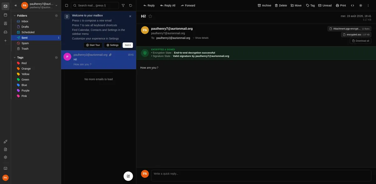 رابط کاربری مشابه ProtonMail، اما کاملاً متنباز و قابل میزبانی شخصی