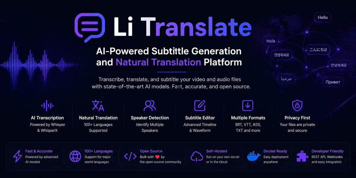 ساخت Li Translate: ابزار متنباز تولید زیرنویس با ترجمه هوشمند هوش مصنوعی 🚀