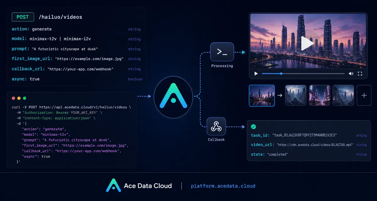 نمودار گردش کار تبدیل متن به ویدیوی ناهمگام با API REST