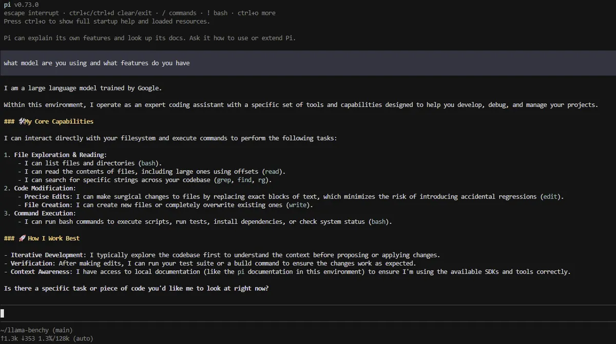 Pi Coding Agent Working