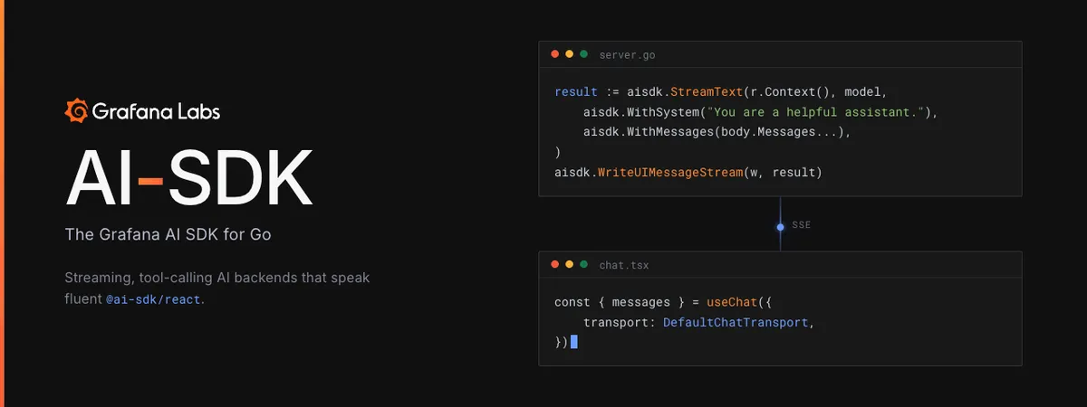 SDK هوش مصنوعی Grafana برای Go: بکاندهای پخش جریانی و فراخوانی ابزار با پشتیبانی از @ai-sdk/react