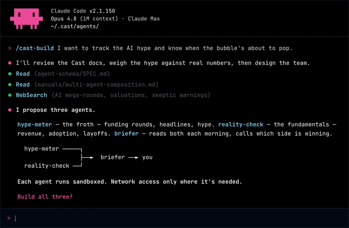 Building a Cast agent team from Claude Code