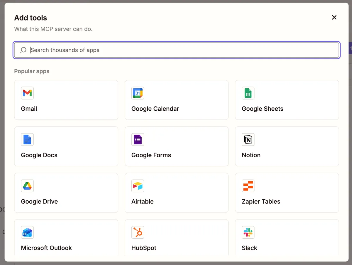 A pop-up window with app tiles