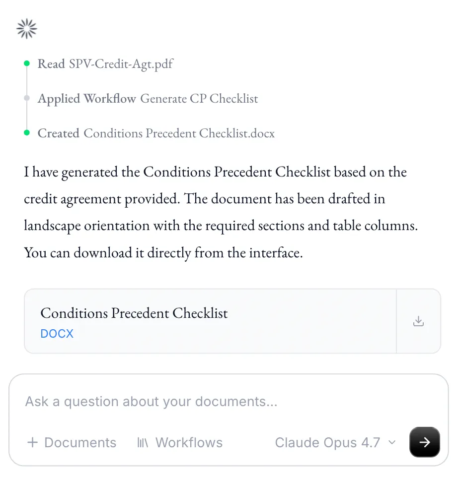 Mike assistant chat with document and workflow pickers