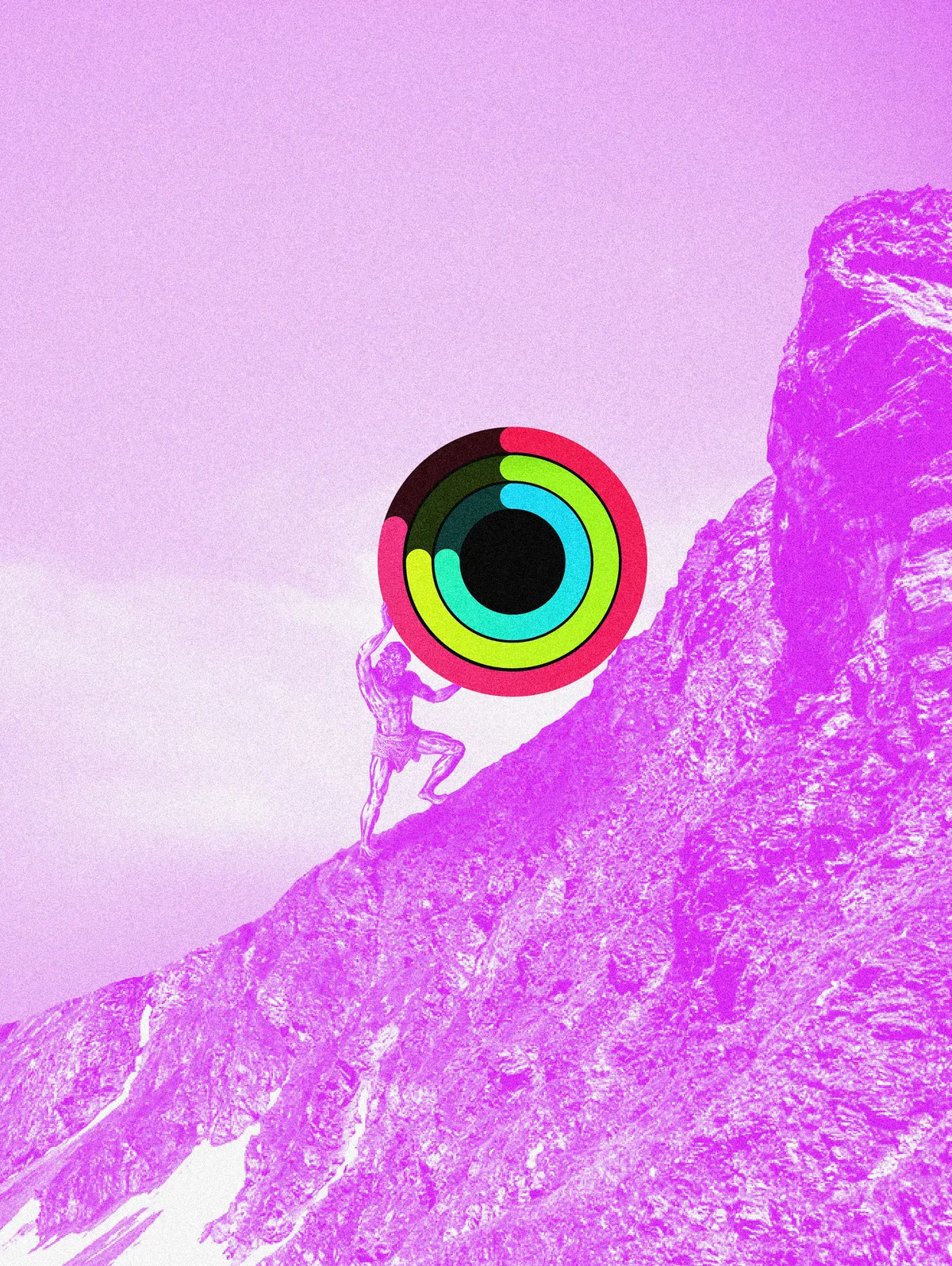 Sisyphus pushing a circle chart up an incline
