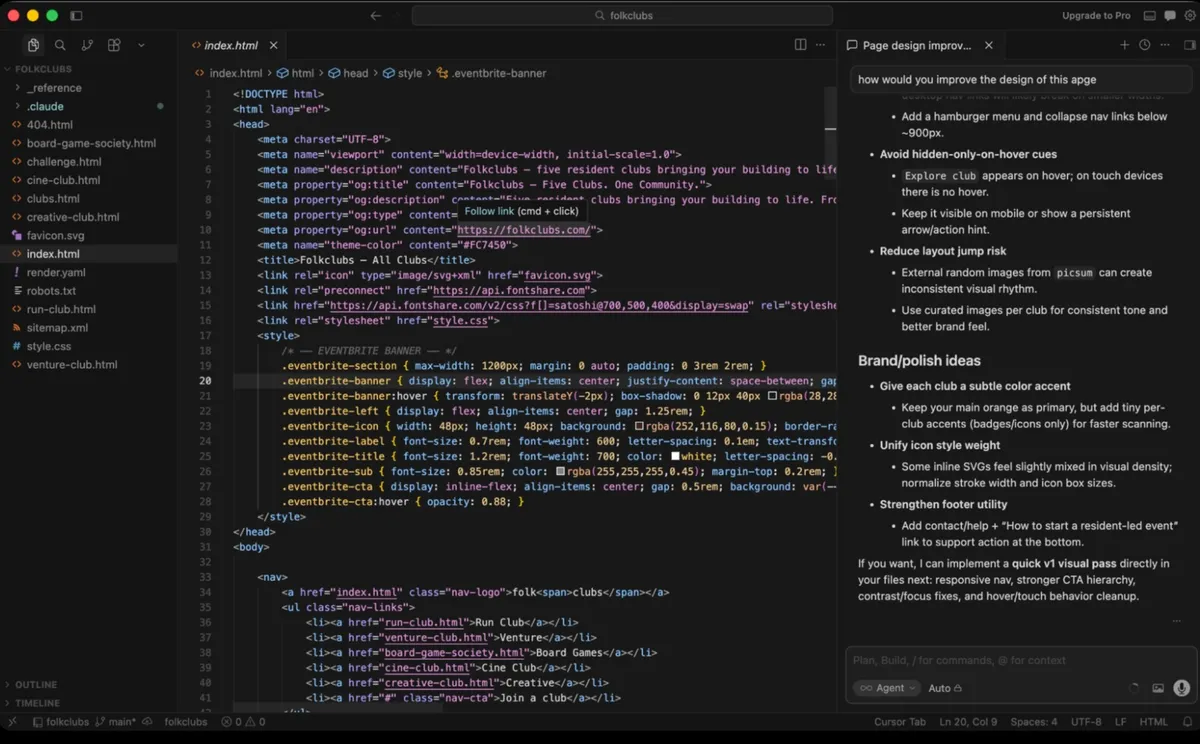 Cursor's IDE experience