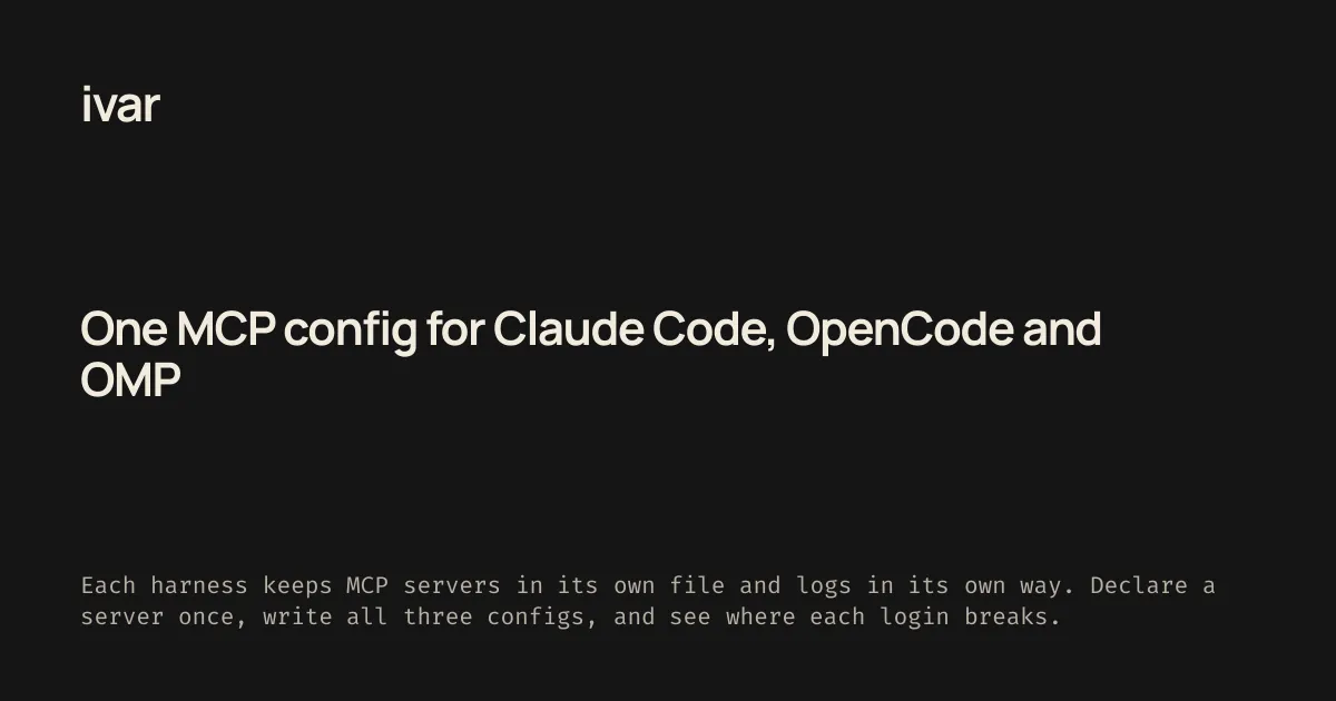 یک پیکربندی MCP برای Claude Code، OpenCode و OMP