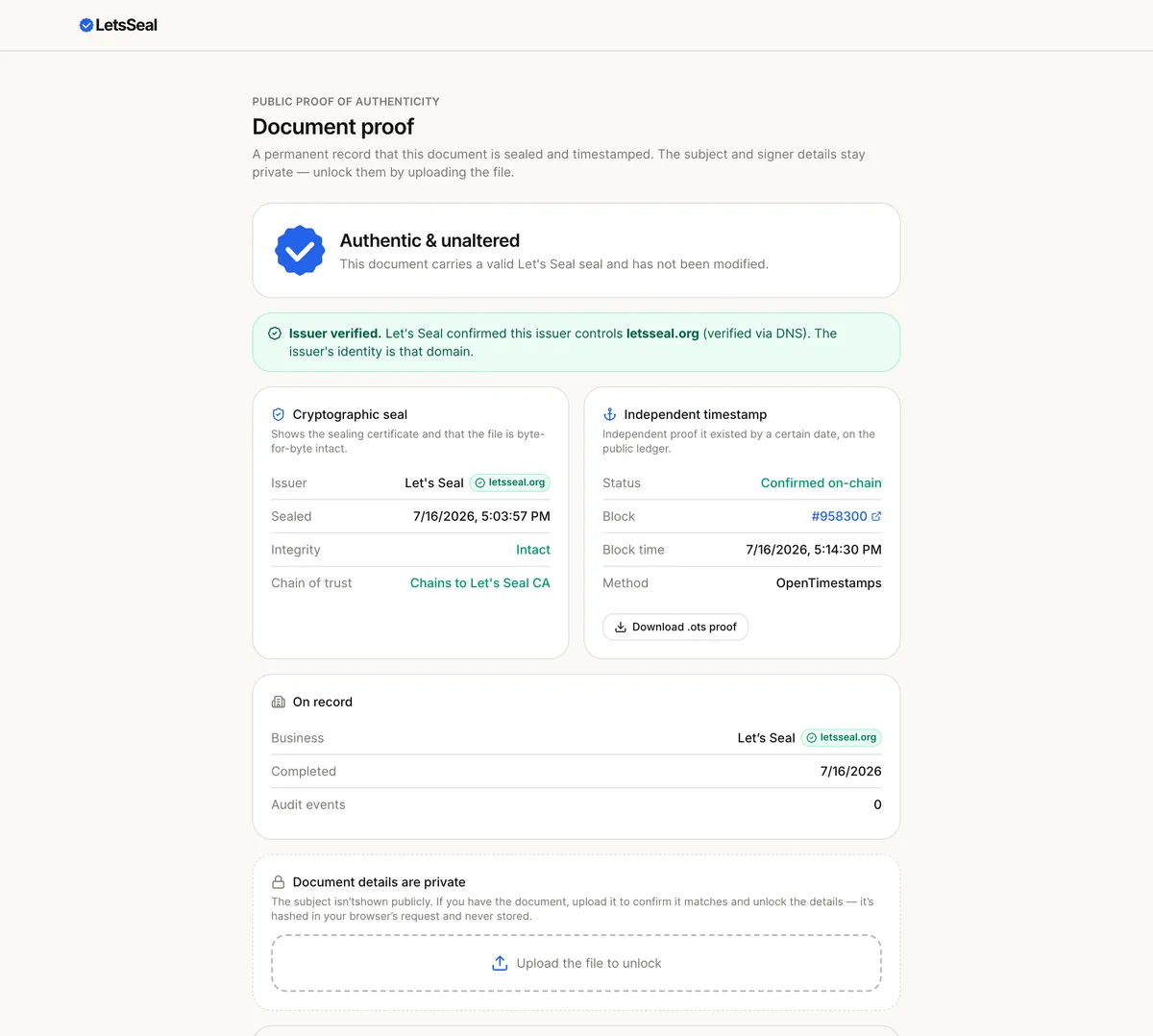 GitHub - letsseal/letsseal: استاندارد باز برای اثبات واقعی، دست‌نخورده و مهرشده بودن هر فایل