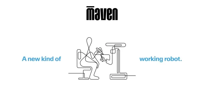ربات صنعتی Maven Robotics در حال کار در یک کارخانه، با لوگوی TechCrunch.