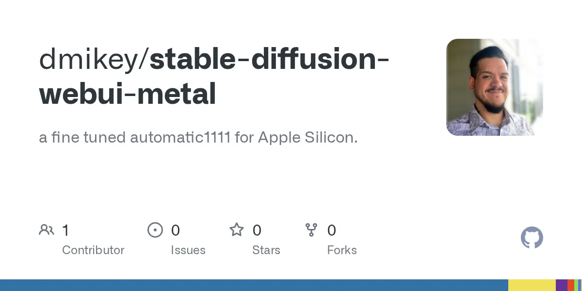 رابط کاربری Stable Diffusion روی مک M1 با تنظیمات سبک متال.