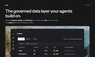 والو: پایگاه داده شما، ایمن برای پرسوجوی عاملهای هوشمند | Product Hunt