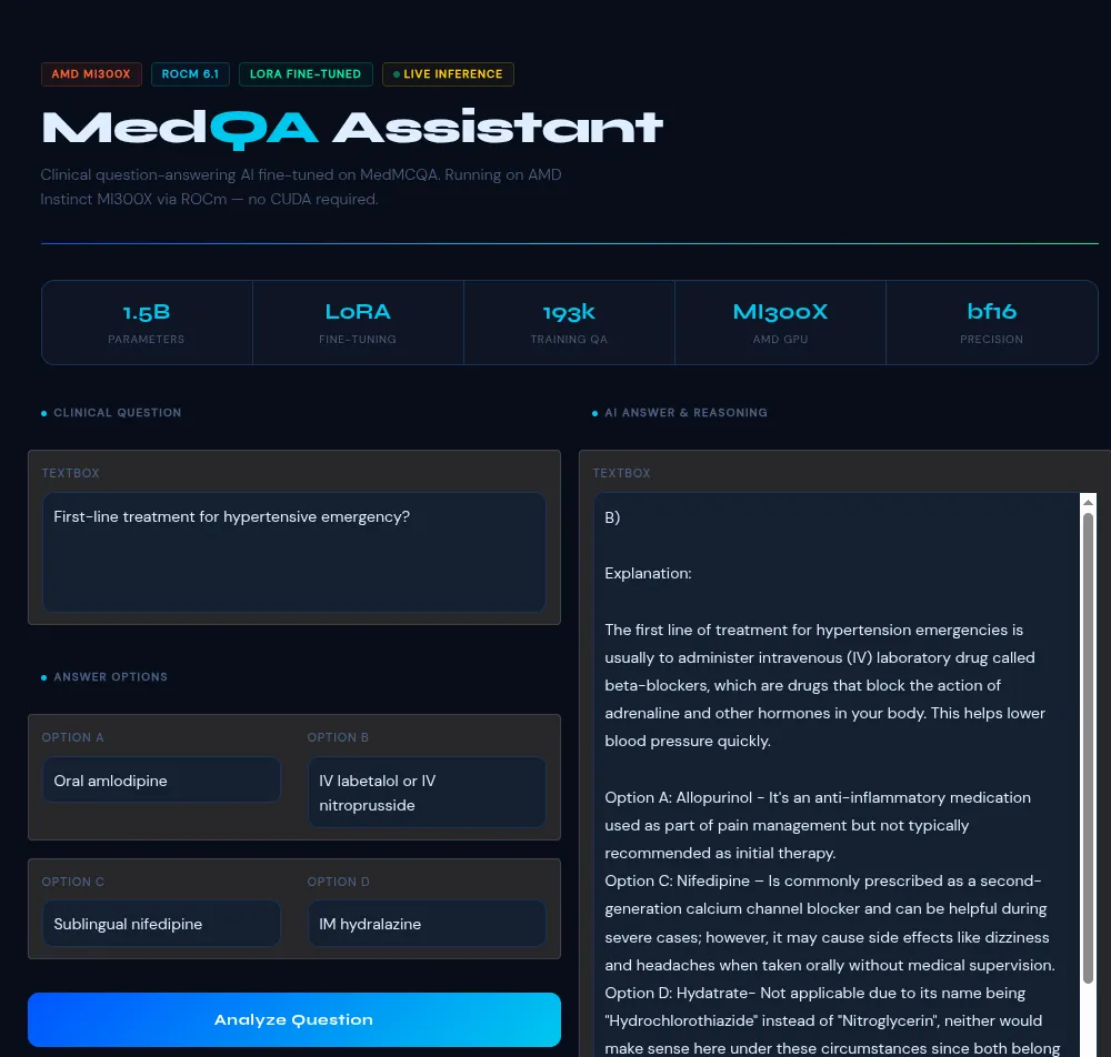 تنظیم دقیق هوش مصنوعی بالینی MedQA روی AMD ROCm بدون CUDA