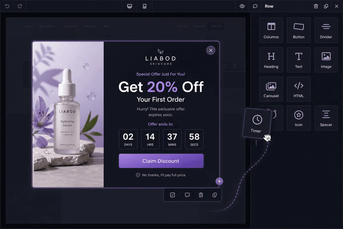 Popup Builder interface preview